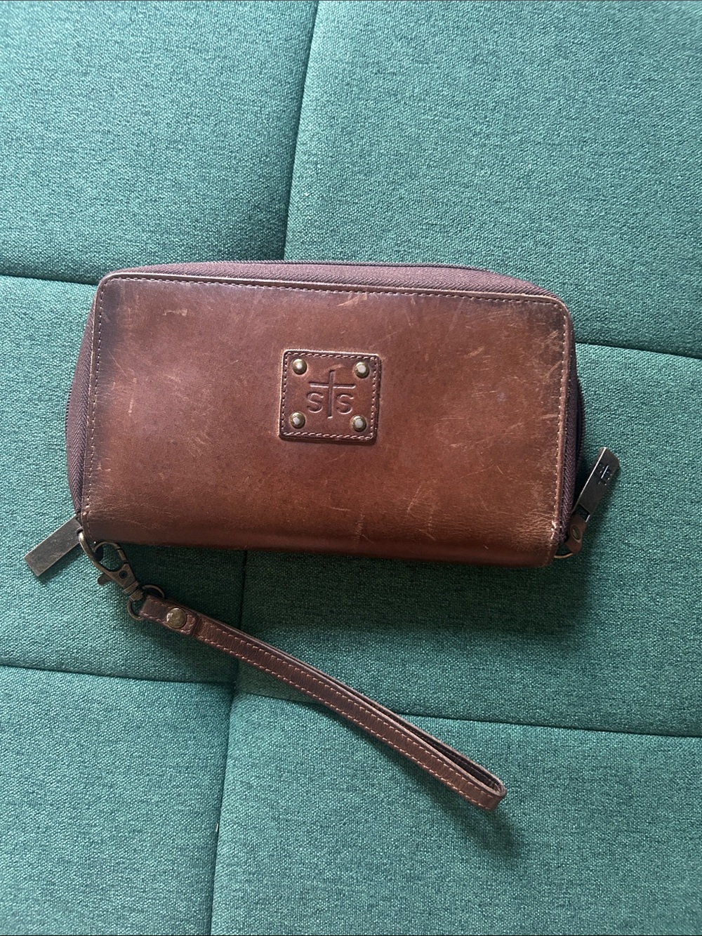 STS Ranchwear Brown Leather Wristlet Clutch